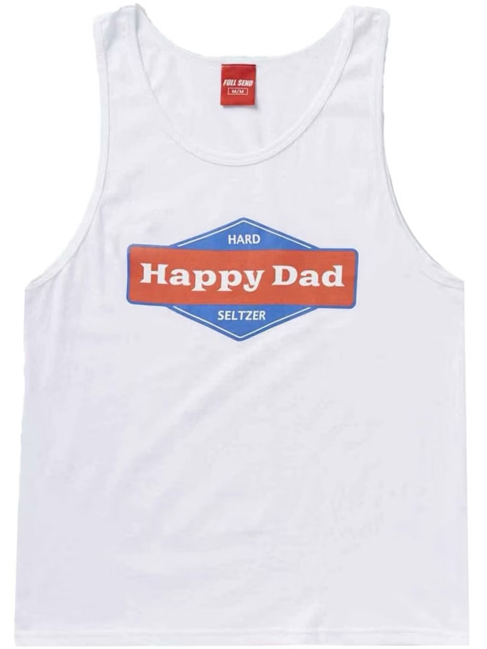 White "Happy Dad" Graphic Tank Top for Men